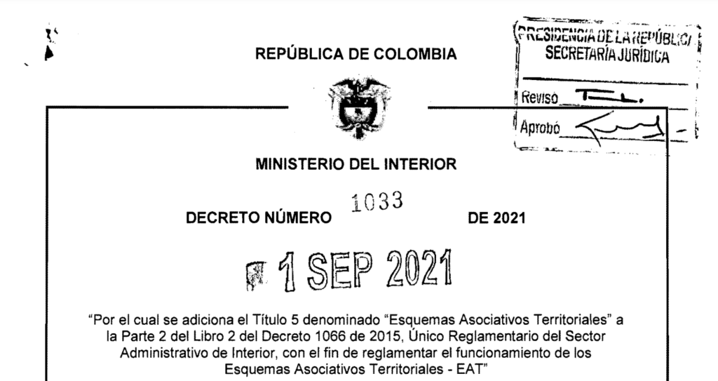 DECRETO 1033 DEL 1 DE SEPTIEMBRE DE 2021