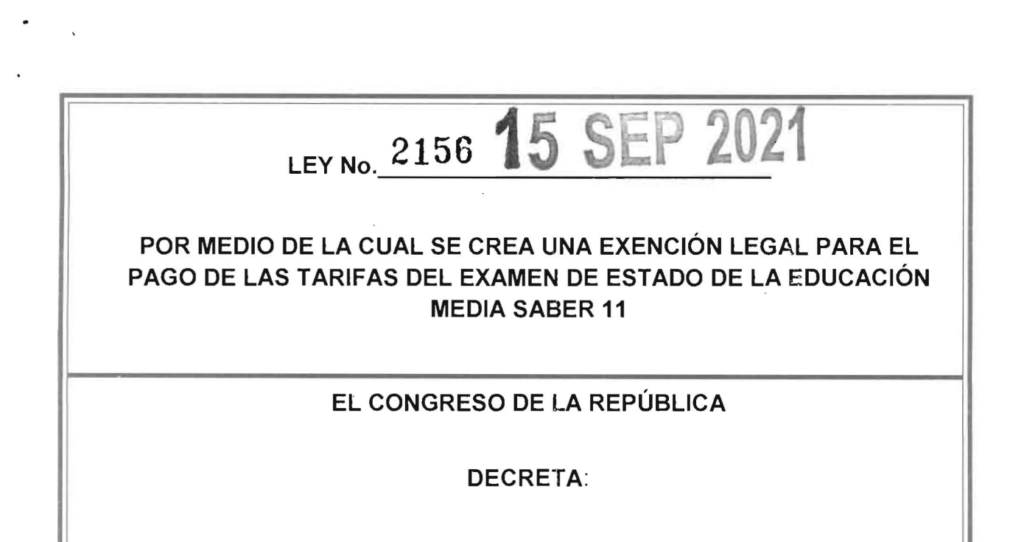 LEY 2156 DEL 15 DE SEPTIEMBRE DE 2021