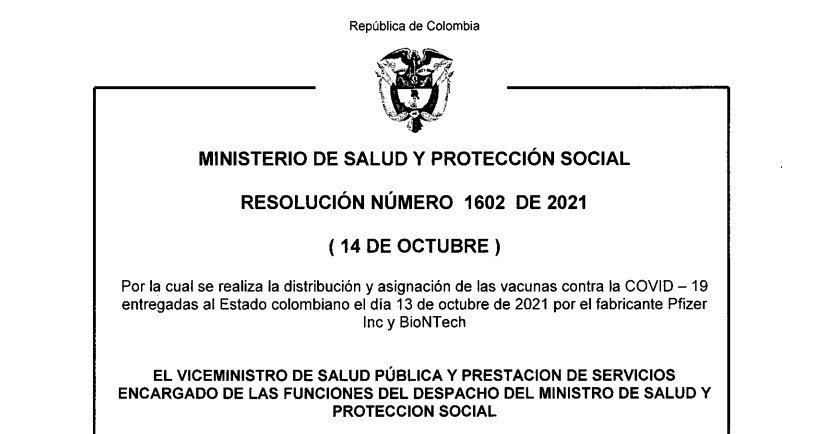 RESOLUCIÓN NÚMERO 1602 DE 2021