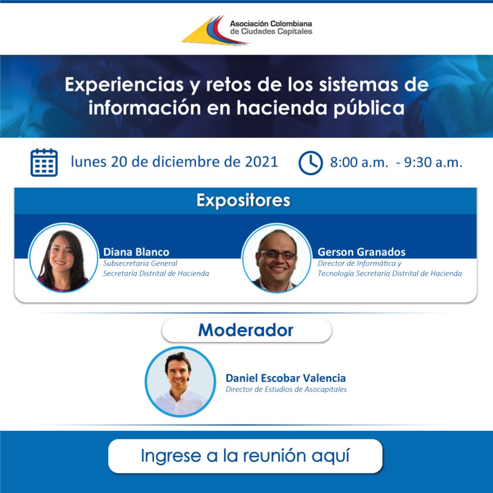 Este lunes 20 de diciembre Webinar: “Experiencias y retos de los sistemas de información en hacienda pública