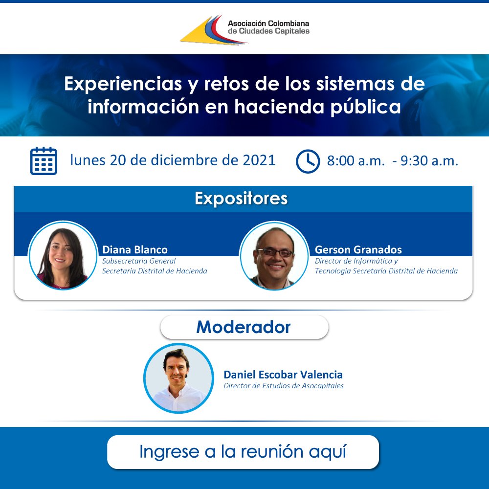 Asocapitales invita al Webinar: “Experiencias y retos de los sistemas de información en hacienda pública”