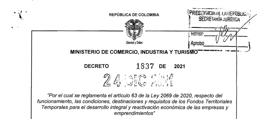 DECRETO 1837 DEL 24 DE DICIEMBRE DE 2021