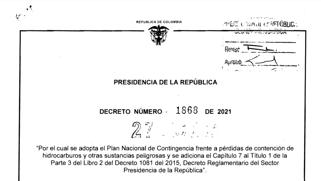 DECRETO 1868 DEL 27 DE  DICIEMBRE DE 2021