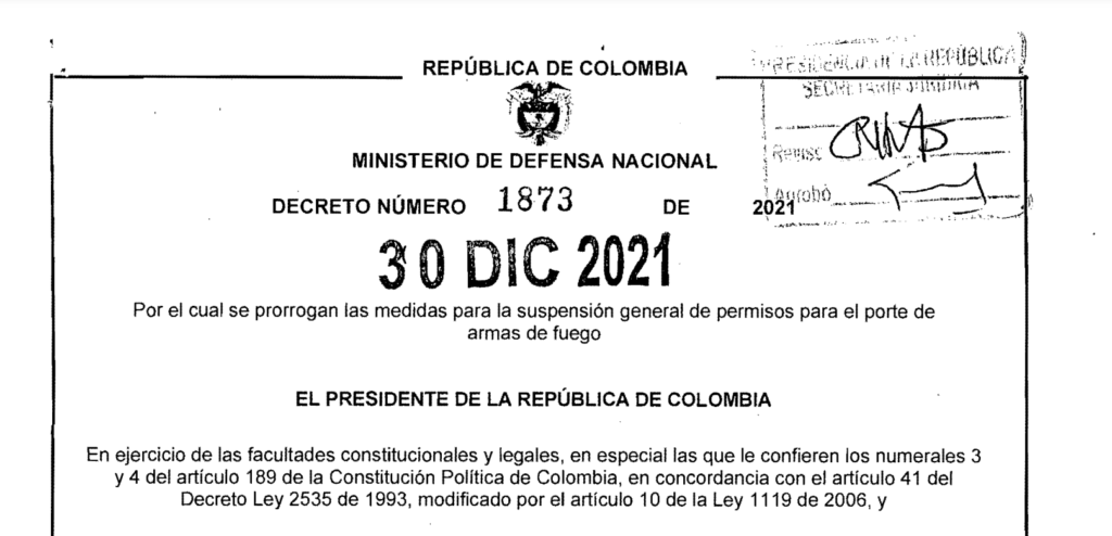 DECRETO 1873 DEL 30 DE DICIEMBRE DE 2021