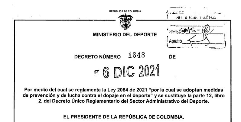 DECRETO 1648 DEL 6 DE DICIEMBRE DE 2021