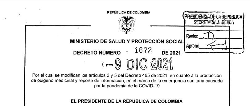 DECRETO 1672 DEL 9 DE DICIEMBRE DE 2021