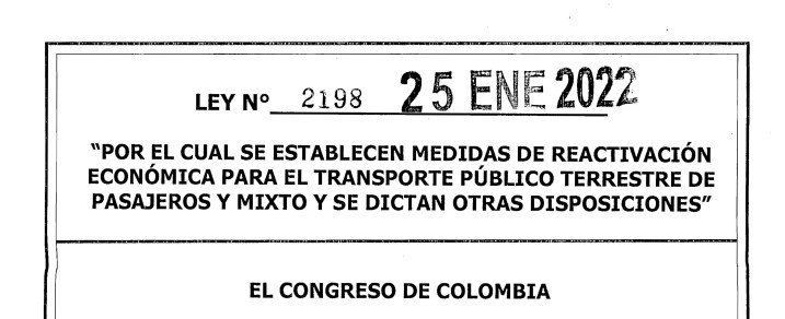 LEY 2198 DEL 25 DE ENERO DE 2022