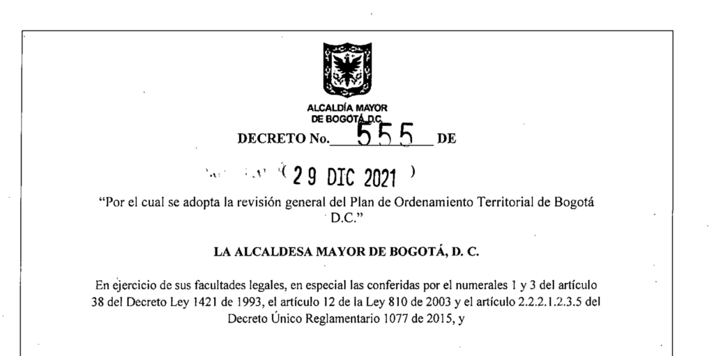 Bogotá_Decreto _555 _de _2021