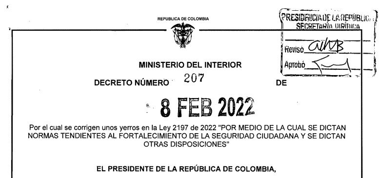 DECRETO 207 DEL 8 DE FEBRERO DE 2022