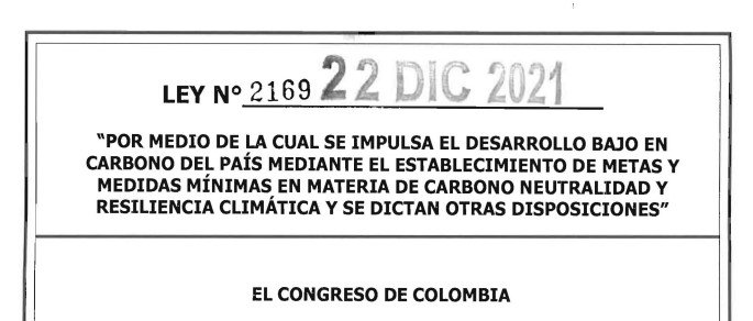 LEY 2169 DEL 22 DE DICIEMBRE DE 2021