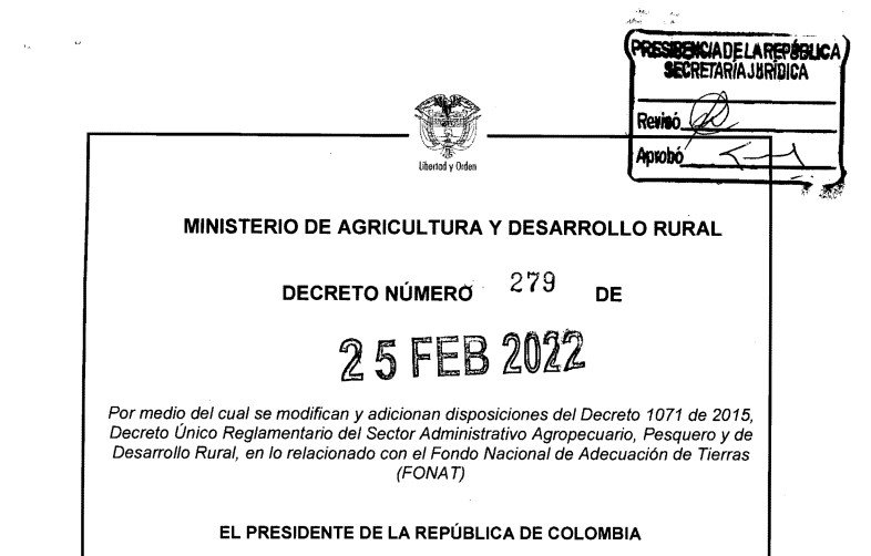 DECRETO 279 DEL 25 DE FEBRERO DE 2022