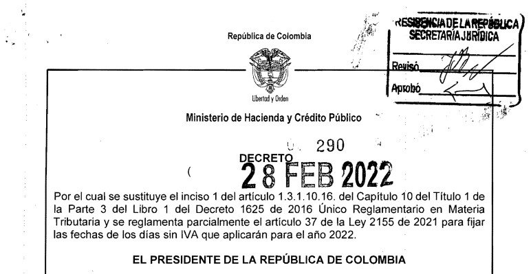 DECRETO 290 DEL 28 DE FEBRERO DE 2022