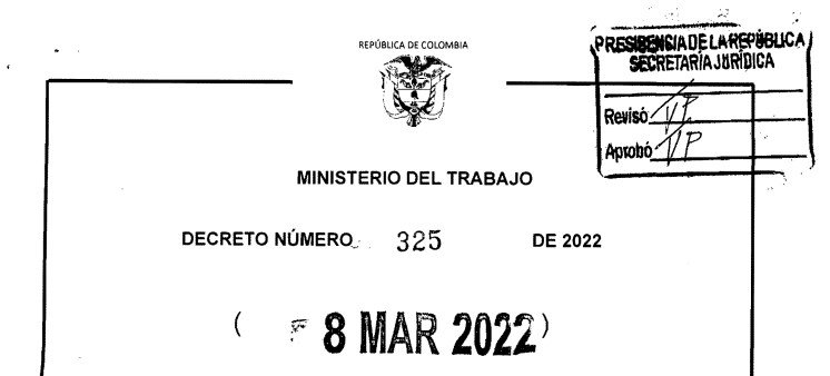 DECRETO 325 DEL 8 DE  MARZO DE 2022