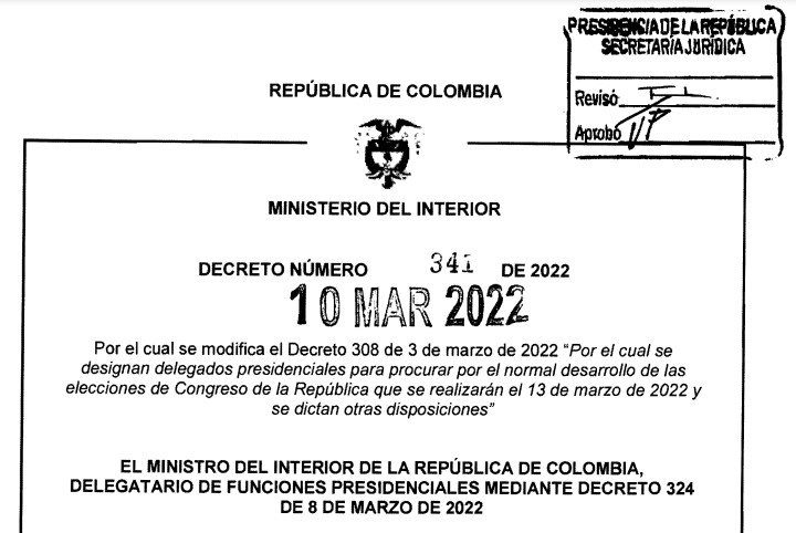 DECRETO 341 DEL 10 DE MARZO DE 2022
