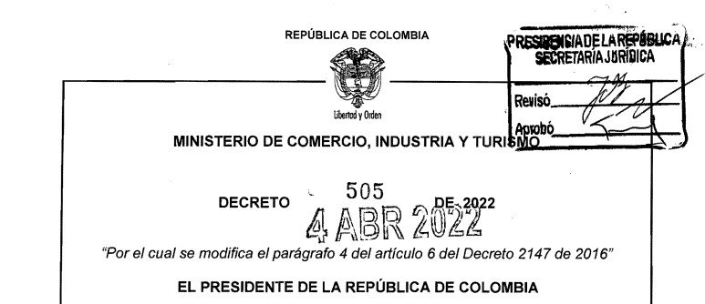 DECRETO 505 DEL 4 DE ABRIL DE 2022