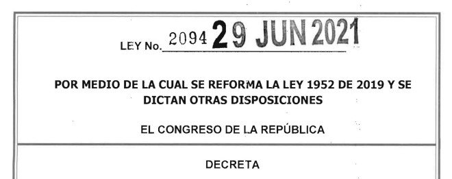 LEY 2094 DEL 29 DE JUNIO DE 2021