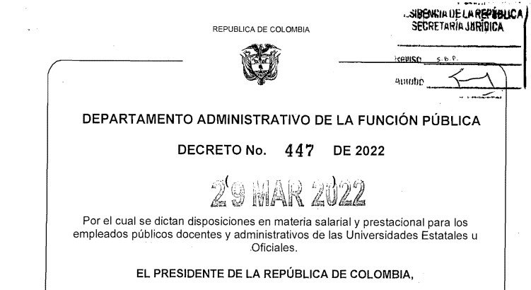 DECRETO 447 DEL 29 DE MARZO DE 2022