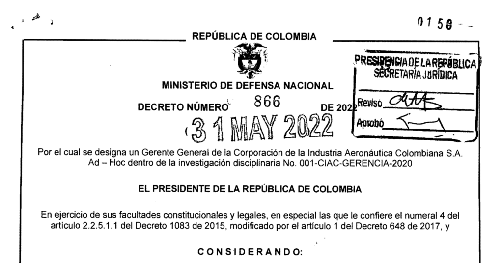 DECRETO 866 DEL 31 DE MAYO DE 2022