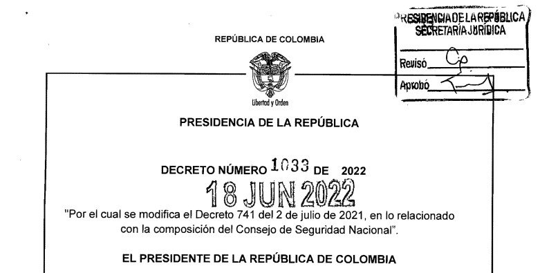 DECRETO 1033 DEL 18 DE JUNIO DE 2022