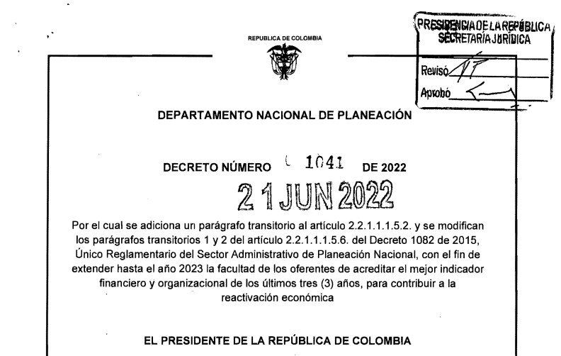 DECRETO 1041 DEL 21 DE JUNIO DE 2022