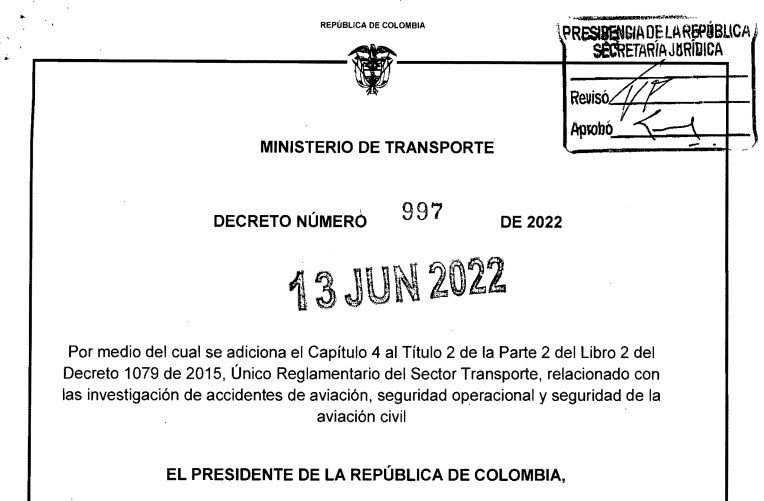 DECRETO 997 DEL 13 DE JUNIO DE 2022