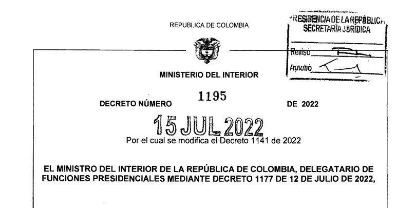 DECRETO 1195 DEL 15 DE JULIO DE 2022