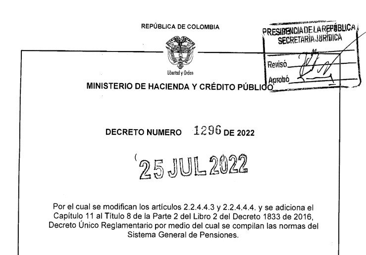 DECRETO 1296 DEL 25 DE JULIO DE 2022