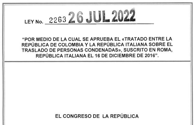 LEY 2263 DE 26 DE JULIO DE 2022