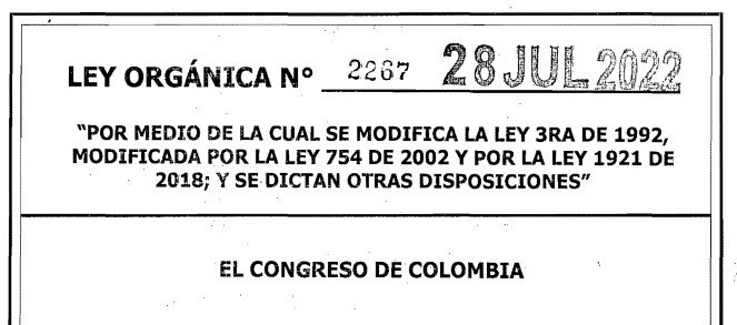 LEY 2267 DE 28 DE JULIO DE 2022