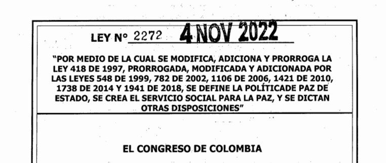 LEY 2272 DE 04 DE NOVIEMBRE DE 2022