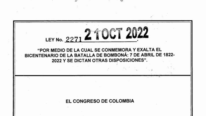 LEY 2271 DE 21 DE OCTUBRE DE 2022