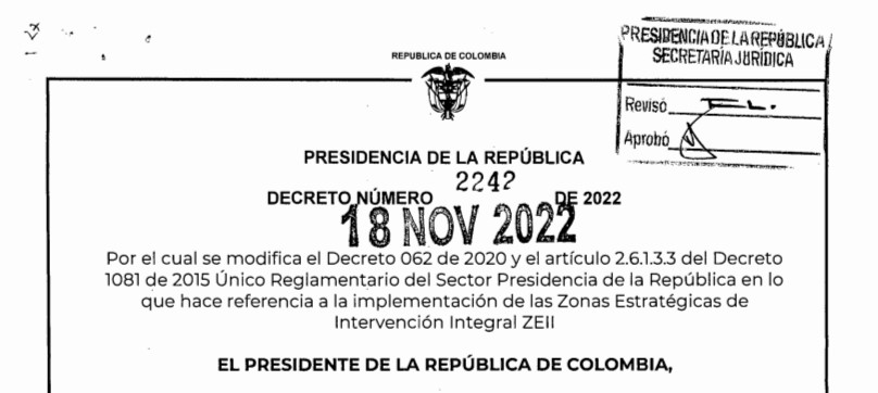 DECRETO 2326 DEL 28 DE NOVIEMBRE DE 2022
