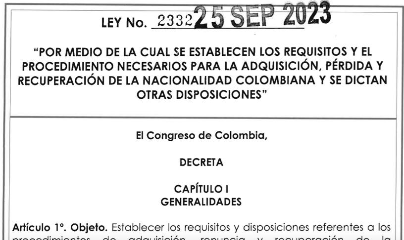 LEY 2332 DEL 25 DE SEPTIEMBRE DE 2023