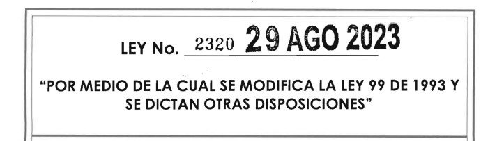 LEY 2320 DEL 29 DE AGOSTO DE 2023