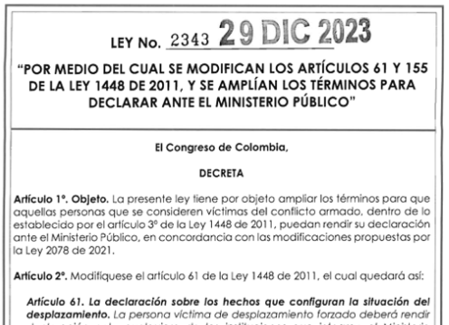 LEY 2343 DEL 29 DE DICIEMBRE DE 2023