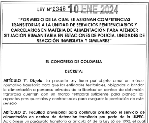 LEY 2346 DEL 10 DE ENERO DE 2024