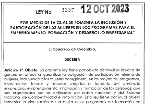 LEY 2337 DEL 12 DE OCTUBRE DE 2023