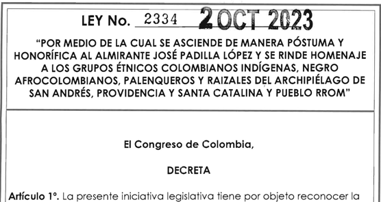 LEY 2334 DEL 02 DE OCTUBRE DE 2023 