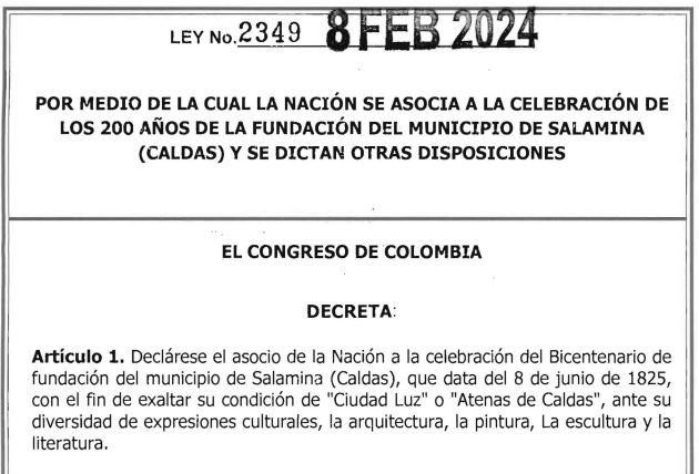 LEY 2349 DEL 8 DE FEBRERO DE 2024