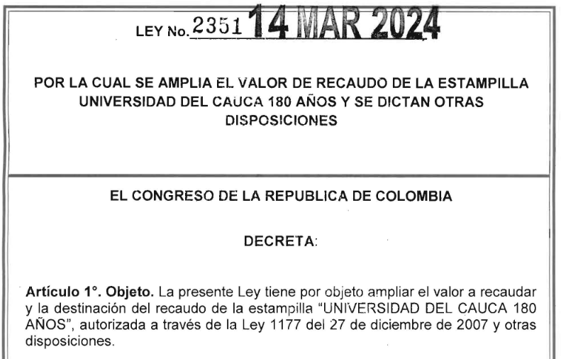 LEY 2351 DEL 14 DE MARZO DE 2024