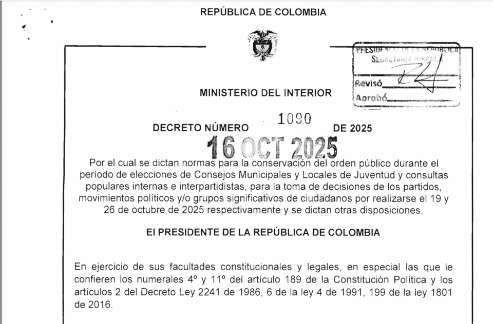 Decreto 1090 del 2025 Ley Seca